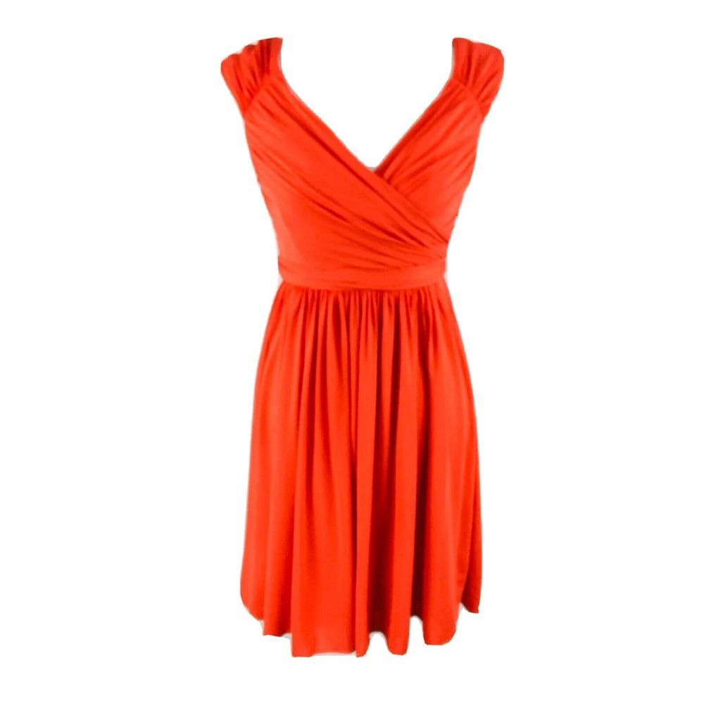 Red/Orange V-Neck Fit & Flare Dress J crew